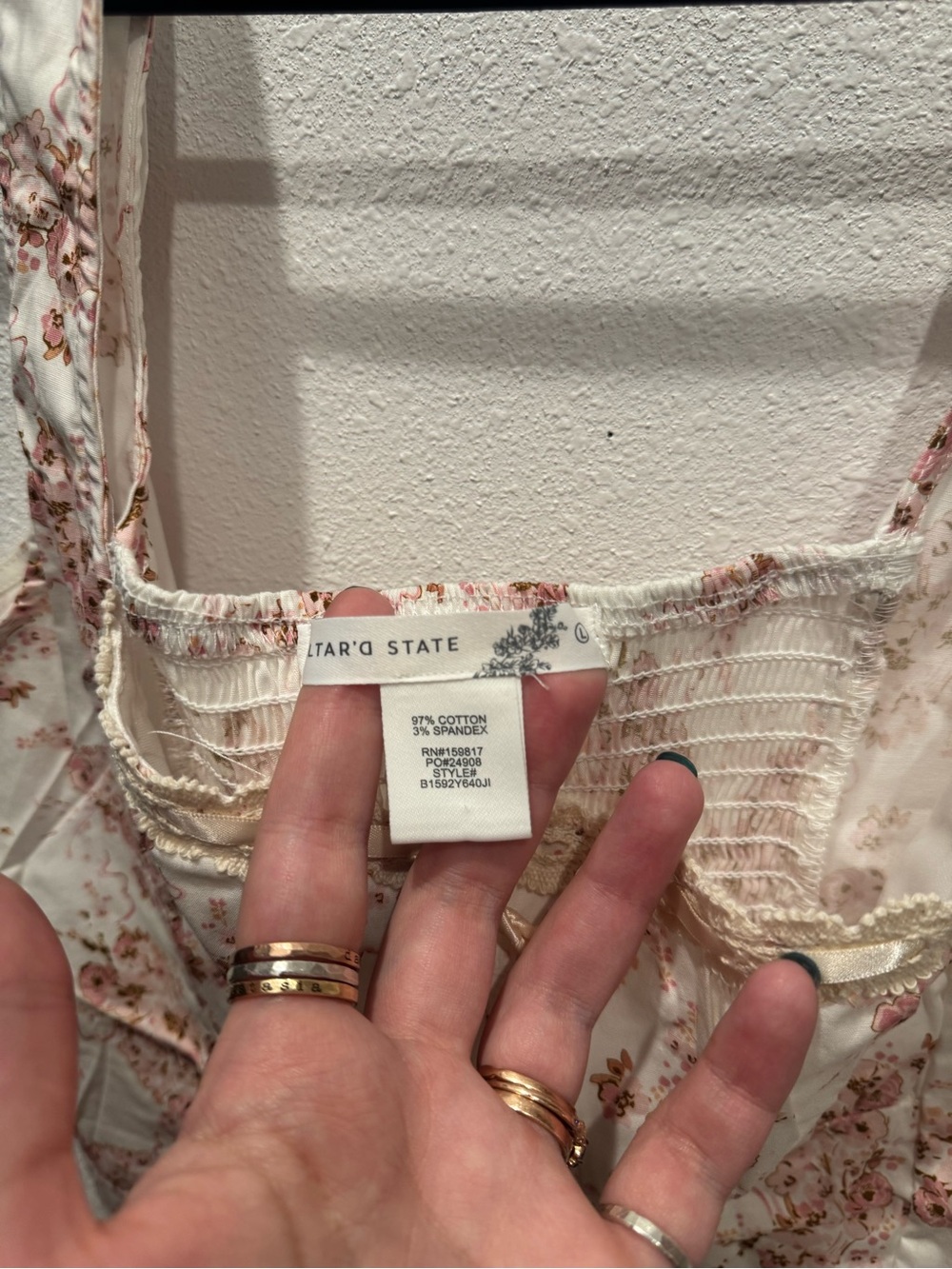 Altar’d State Floral Corset Bustier Tank Top Pink Ivory L NWOT - Picture 4 of 6